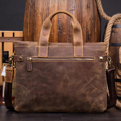 Casual Brown Leather 15 inches Laptop Briefcase Work Side Bag Work Handbag for Men - imessengerbags
