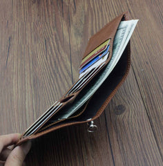 BADASS BROWN LEATHER MENS TRIFOLD SMALL BIKER WALLET CHAIN WALLET WALLET WITH CHAIN FOR MEN - imessengerbags