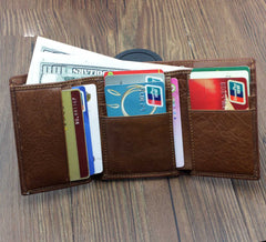 BADASS BROWN LEATHER MENS TRIFOLD SMALL BIKER WALLET CHAIN WALLET WALLET WITH CHAIN FOR MEN - imessengerbags