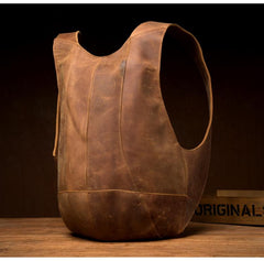 Cool Brown Leather Mens 13 inches Sport Backpack School Backpack Travel Backpack for Men - imessengerbags