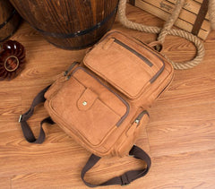 Brown Casual Leather Mens 13 inches Travel Backpacks Computer Backpack for Men - imessengerbags