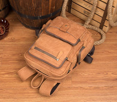 Brown Casual Leather Mens 13 inches Travel Backpacks Computer Backpack for Men - imessengerbags