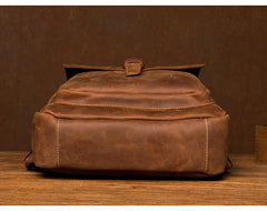 Casual Brown Large Leather Mens 15 inches Travel Backpack Computer Backpack School Backpack for Men - imessengerbags