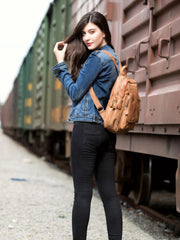 Brown Casual Mens Leather 12-inch Small Computer Backpacks Travel Backpack for men - imessengerbags