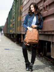 Brown Casual Mens Leather 12-inch Small Computer Backpacks Travel Backpack for men - imessengerbags