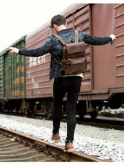 Brown Casual Mens Leather 15inches Computer Backpacks Black Travel Backpack College Backpacks for men - imessengerbags