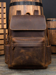 Brown Casual Mens Leather 15inches Computer Backpacks Black Travel Backpack College Backpacks for men - imessengerbags
