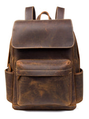 Brown Casual Mens Leather 15inches Computer Backpacks Black Travel Backpack College Backpacks for men - imessengerbags