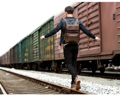 Brown Casual Mens Leather 15inches Computer Backpacks Black Travel Backpack College Backpacks for men - imessengerbags