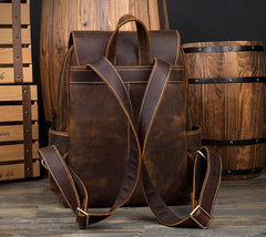 Brown Casual Mens Leather 15inches Computer Backpacks Black Travel Backpack College Backpacks for men - imessengerbags