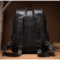 Brown Casual Mens Leather 15inches Computer Backpacks Black Travel Backpack College Backpacks for men - imessengerbags