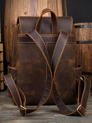 Brown Casual Mens Leather 15inches Computer Backpacks Black Travel Backpack College Backpacks for men - imessengerbags