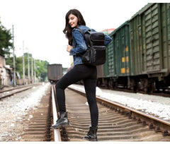Brown Casual Mens Leather 15inches Computer Backpacks Black Travel Backpack College Backpacks for men - imessengerbags