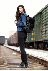 Brown Casual Mens Leather 15inches Computer Backpacks Black Travel Backpack College Backpacks for men - imessengerbags