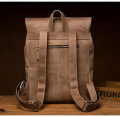 Casual Brown Mens Leather 15-inch Large Backpack Travel Backpacks Computer Backpacks for men - imessengerbags