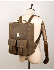 Brown Casual Mens Leather 15-inch Large Backpack Black Travel Backpacks School Backpacks for men - imessengerbags