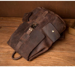 Casual Brown Mens Leather 15-inch Large Backpacks Brown College Backpack School Backpacks for men