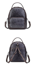 Brown Cool LEATHER Womens Small Red Backpack Mini College Backpack For Women - imessengerbags