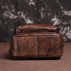 Brown Cool LEATHER Womens Small Red Backpack Mini College Backpack For Women - imessengerbags