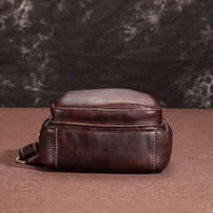 Tan Cool LEATHER MENS 8 inches Sling Bag One Shoulder Backpack Brown Chest Bag For Men - imessengerbags