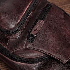 Brown Cool LEATHER MENS 8'' Sling Bag Coffee Chest Bag Brown One Shoulder Bag For Men - imessengerbags