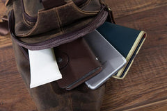 Brown Cool LEATHER MENS 8'' Sling Bag Coffee Chest Bag Brown One Shoulder Bag For Men - imessengerbags