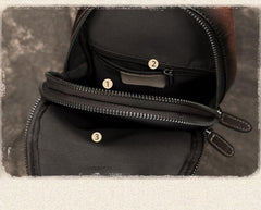Brown Cool LEATHER MENS Sling Bag Chest Bag Khaki One Shoulder Bag For Men - imessengerbags