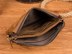 Brown Cool Leather 10 inches Small Vertical Side Bags Brown Messenger Bags Courier Bag for Men - imessengerbags