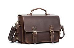 Brown Leather 13 inches SLR Camera Side Bag Messenger Bags HandBag for Men - imessengerbags