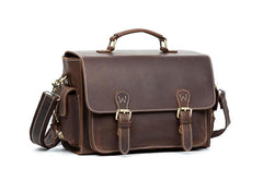 Brown Leather 13 inches SLR Camera Side Bag Messenger Bags HandBag for Men