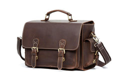 Brown Leather 13 inches SLR Camera Side Bag Messenger Bags HandBag for Men