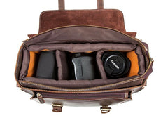 Brown Leather 13 inches SLR Camera Side Bag Messenger Bags HandBag for Men - imessengerbags