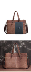 Brown Cool Leather 14 inches Light Brown Briefcase Messenger Bag Handbag Shoulder Bag For Men - imessengerbags