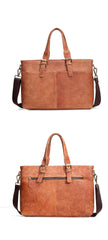 Brown Cool Leather 14 inches Light Brown Briefcase Messenger Bag Handbag Shoulder Bag For Men - imessengerbags