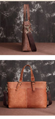 Brown Cool Leather 14 inches Light Brown Briefcase Messenger Bag Handbag Shoulder Bag For Men