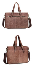 Brown Cool Leather 14 inches Light Brown Briefcase Messenger Bag Handbag Shoulder Bag For Men