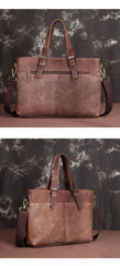 Brown Cool Leather 14 inches Light Brown Briefcase Messenger Bag Handbag Shoulder Bag For Men - imessengerbags