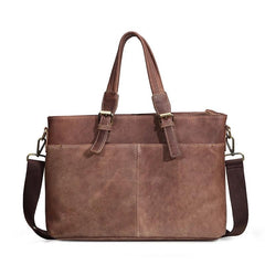 Brown Cool Leather 14 inches Light Brown Briefcase Messenger Bag Handbag Shoulder Bag For Men - imessengerbags