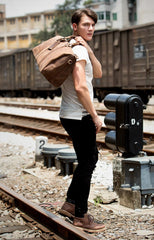 Cool Brown Leather 16 inches Black Shoulder Weekender Bag Travel Bags Duffle luggage Bag for Men - imessengerbags