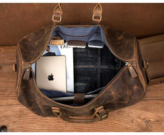 Brown Cool Leather 16 inches Weekender Bag Black Travel Shoulder Bags Duffle Bag for Men - imessengerbags