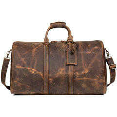 Brown Cool Leather 16 inches Weekender Bag Black Travel Shoulder Bags Duffle Bag for Men - imessengerbags