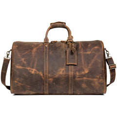 Brown Cool Leather 16 inches Weekender Bag Black Travel Shoulder Bags Duffle Bag for Men