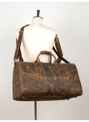 Brown Cool Leather 16 inches Weekender Bag Black Travel Shoulder Bags Duffle Bag for Men - imessengerbags