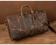 Brown Cool Leather 16 inches Weekender Bag Black Travel Shoulder Bags Duffle Bag for Men - imessengerbags