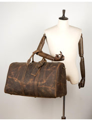 Brown Cool Leather 16 inches Weekender Bag Black Travel Shoulder Bags Duffle Bag for Men - imessengerbags