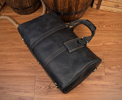 Brown Cool Leather 16 inches Weekender Bag Black Travel Shoulder Bags Duffle Bag for Men - imessengerbags