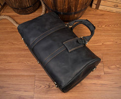 Brown Cool Leather 16 inches Weekender Bag Black Travel Shoulder Bags Duffle Bag for Men