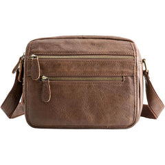 Brown Cool Leather Mens 10 inches Side Bag Small Courier Bag Messenger Bags for Men