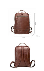 Brown Cool Leather Mens School Backpack College Backpack Computer Backpack For Men - imessengerbags