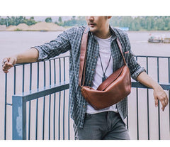 Brown Cool Leather Mens Saddle Messenger Bag Black Courier Bag Black Postman Bag For Men - imessengerbags